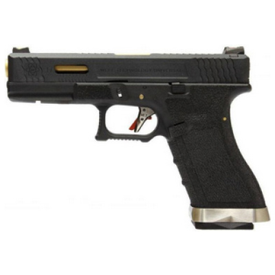 We eforce EU17 gold barrel custom gbb airsoft pistol black