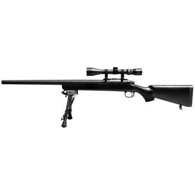 Snow Wolf VSR-10 Spring Sniper Rifle with Scope and Bipod Black - SW-10B++