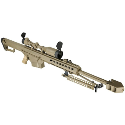 Barrett M82A1 Electric AEG Sniper Rifle Snow Wolf Tan compact scope/bipod