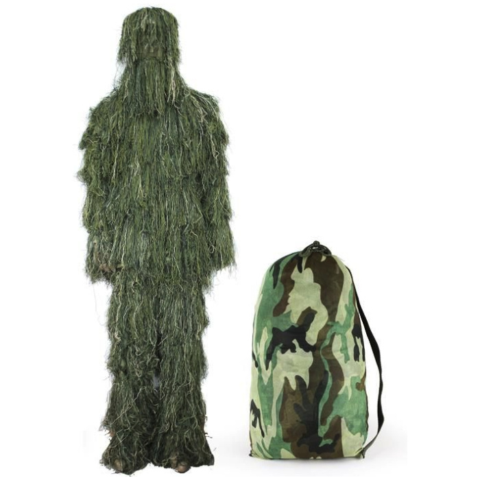 Big foot ghillie suit burrs camouflage woodland