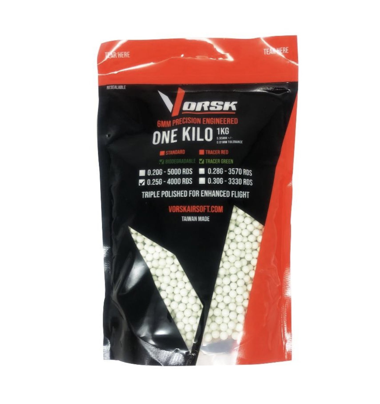 VORSK Bio Tracer Green 0.25g 1kg Bag of BB'S