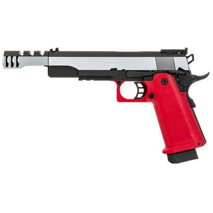 KLI Hi-Capa 5.1 Special Edition Gas Blowback Pistol (Silver/Red GB-0744X)