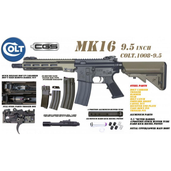 Colt x EMG MK16 9.5 Gas Blowback Rifle by Cyma CGS (MWS - Black - COLT.1008-13.5) - Image 3