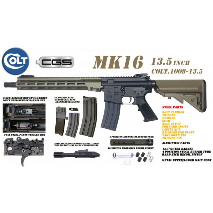 Colt x EMG MK16 13.5 Gas Blowback Rifle by Cyma CGS (MWS - Black - COLT.1008-13.5) - Image 2