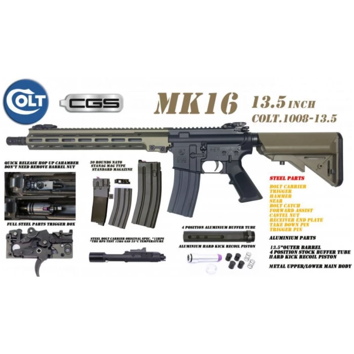 Colt x EMG MK16 13.5 Gas Blowback Rifle by Cyma CGS (MWS - Black - COLT.1008-13.5) - Image 2