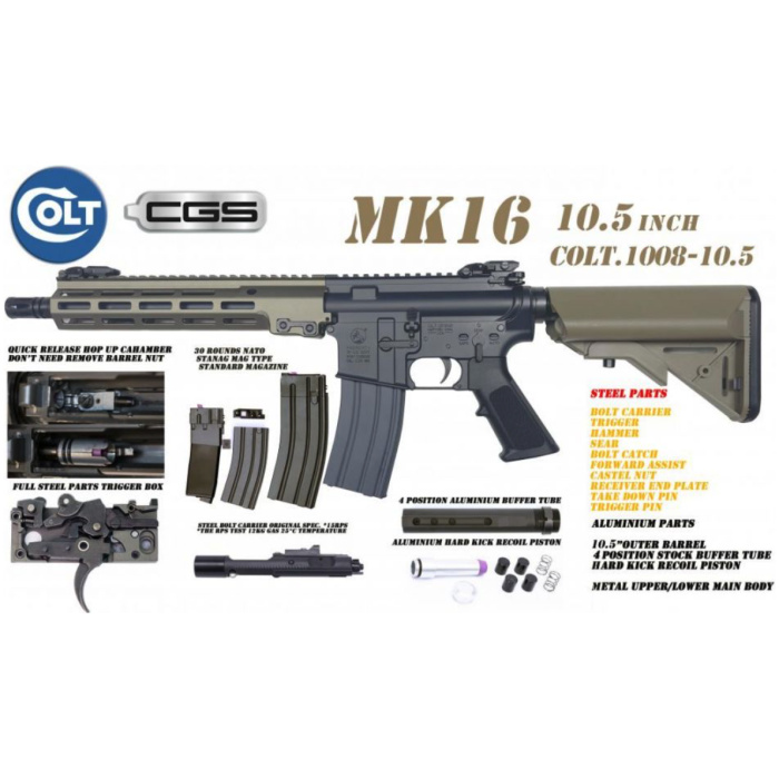 Colt x EMG MK16 10.5 Gas Blowback Rifle by Cyma CGS (MWS - Black - COLT.1008-10.5) - Image 3