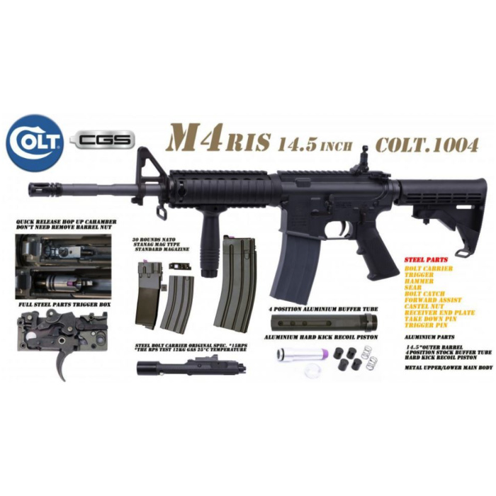 Colt x EMG M4RIS 14.5 Gas Blowback Rifle by Cyma CGS (MWS - Black - COLT.1004) - Image 2