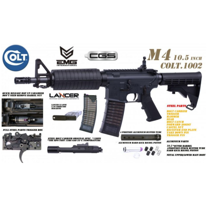 Colt x EMG M4 10.5 Gas Blowback Rifle by Cyma CGS (MWS - Black - COLT.1002) - Image 3