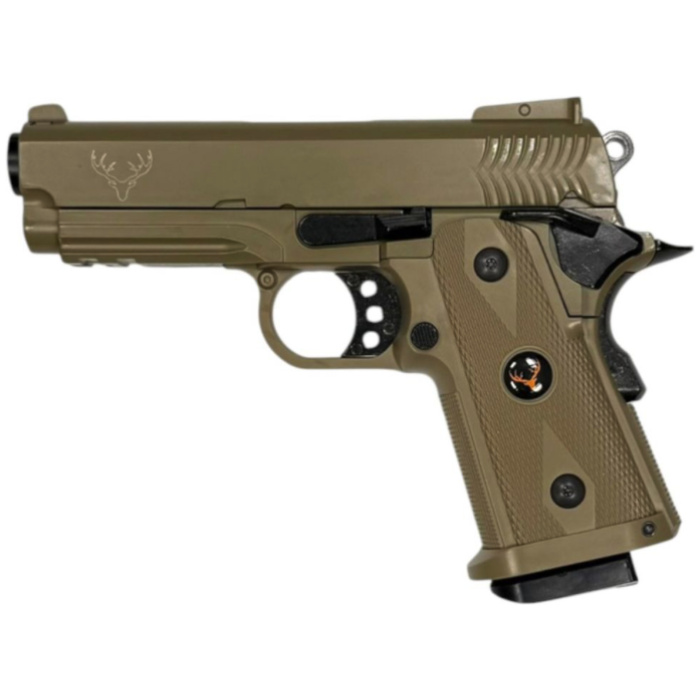 Huntsman 3.8 Hi-Capa Gas Blowback Pistol with Pistol Case (Metal Slide - ABS Body - Tan - HG2)