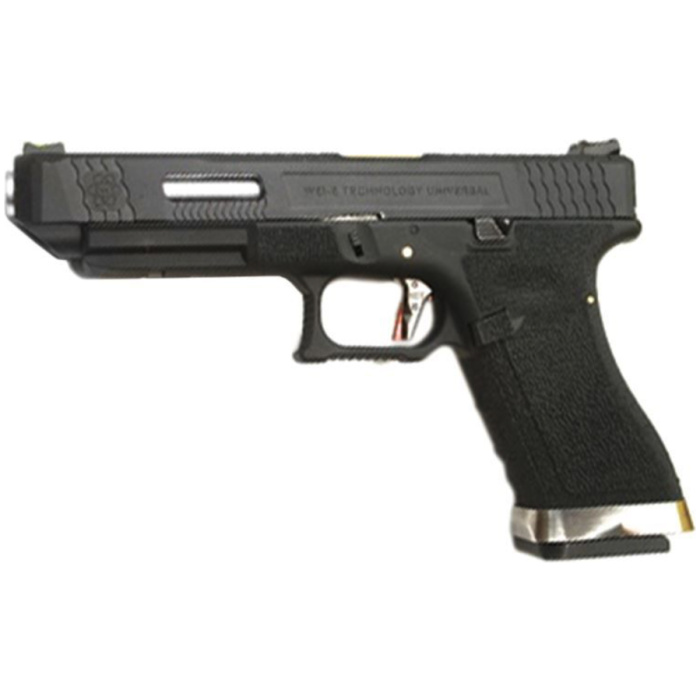 WE Custom 34 Series Pistol (Black Slide and Silver Barrel - Black)