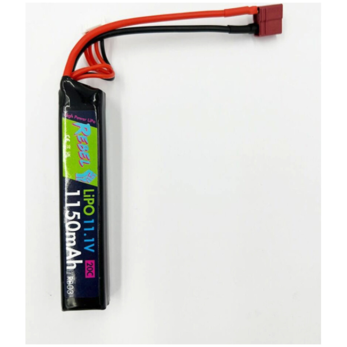 Rebel Battery - 1150mAh Lipo 11.1V 20C Stick - Deans