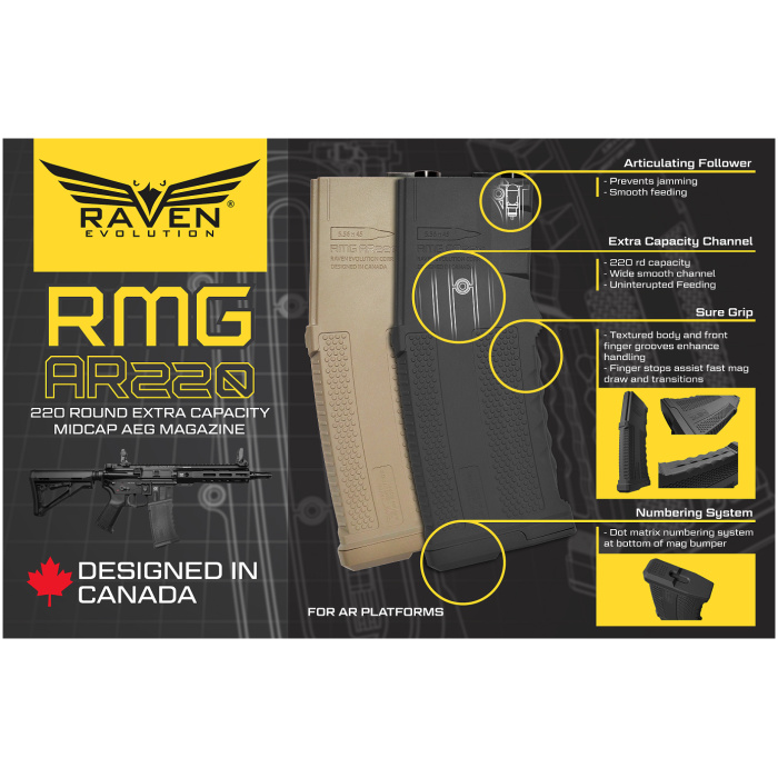 Raven Evolution RMG AR220 extra capacity silent midcap magazine - Black - Image 7