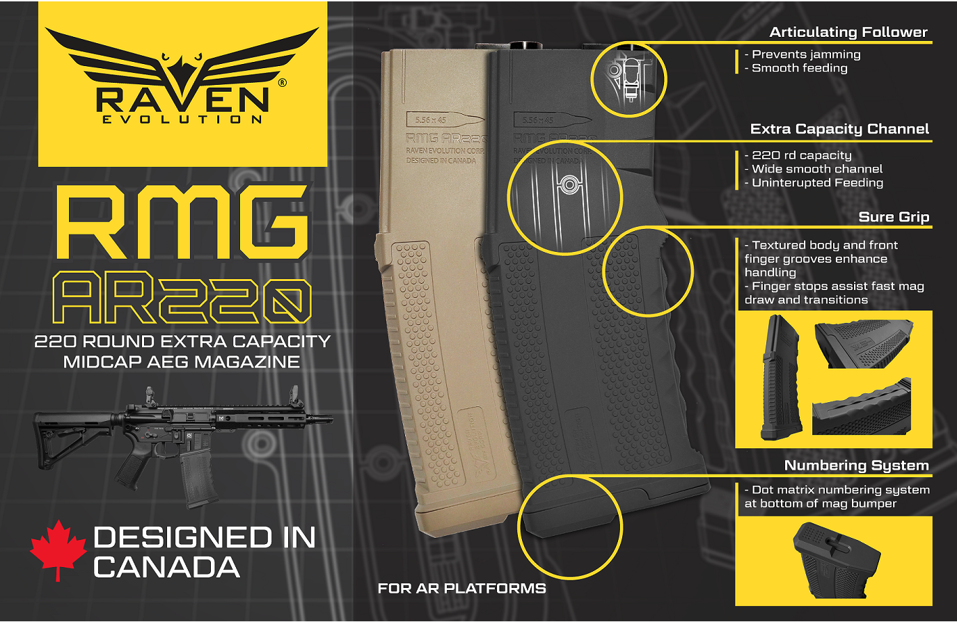 Raven Evolution RMG AR220 extra capacity silent midcap magazine - Black - Image 7