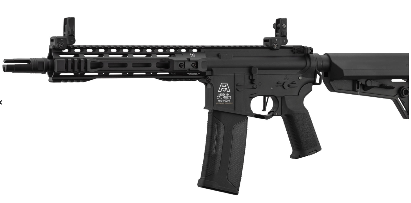 Specifications Operation: Electric Automatic Receiver: TYPE-A licensed polymer Handguard: TYPE-A licensed 10" SPR 2-slot M-LOK/ 20mm RIS System Firing Modes: Semi-Automatic, Full-Automatic, Safe Muzzle Velocity: 375-385 FPS w/ 0.20g BBs Magazine Capacity: 120 Round Mid-Cap Gearbox: Full Metal Version 2 Battery: 9.6v NiMH Nunchuck Recommended (Battery and charger included) Battery Connector: Rear Wired Via Small Tamiya Hop-Up: Yes, Adjustable (Rotary Style) Inner Barrel: 6.03mm precision tightbore Rifle Weight: 5 lbs Color: Black Features Fully licensed BG Defense TYPE-A polymer receiver delivers realistic styling and lightweight durability SPR-style 10-inch hybrid M-LOK/20mm RIS handguard provides extended space for mounting lights, grips, and accessories Built on the proven Lancer Tactical Gen 2 gearbox platform for reliable, upgraded performance Ambidextrous fire selector and charging handle support versatile use for left- and right-handed players Functioning bolt catch allows quick, tool-free access to the rotary hop-up for on-the-fly adjustments 6.03mm tightbore inner barrel enhances accuracy and consistency with each shot Quick-change spring system makes FPS tuning easy for field or indoor setups Rotary-style Gen 2 hop-up chamber enables precision dialing for optimal BB trajectory NSR adjustable stock fits larger batteries and supports comfortable shoulder positioning Package includes 9.6v NiMH battery and charger for ready-to-use power out of the box