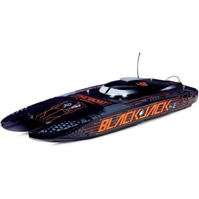 orange and black Blackjack 42" 8S Brushless Catamaran RTR