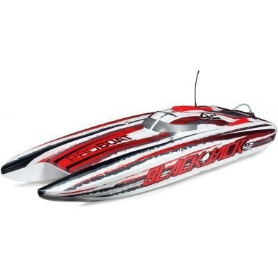 white and red Blackjack 42" 8S Brushless Catamaran RTR