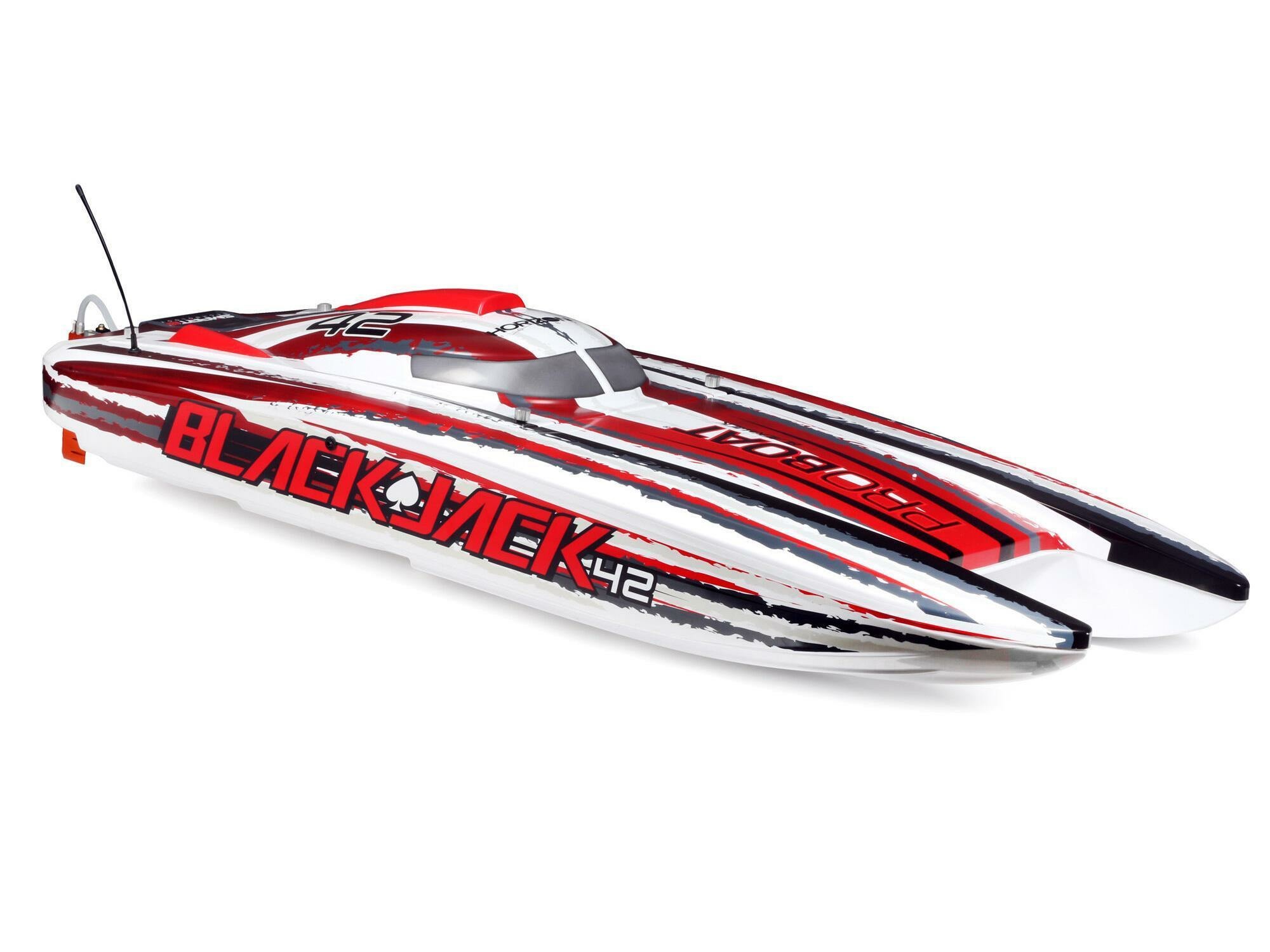 white and red Blackjack 42" 8S Brushless Catamaran RTR - Image 3