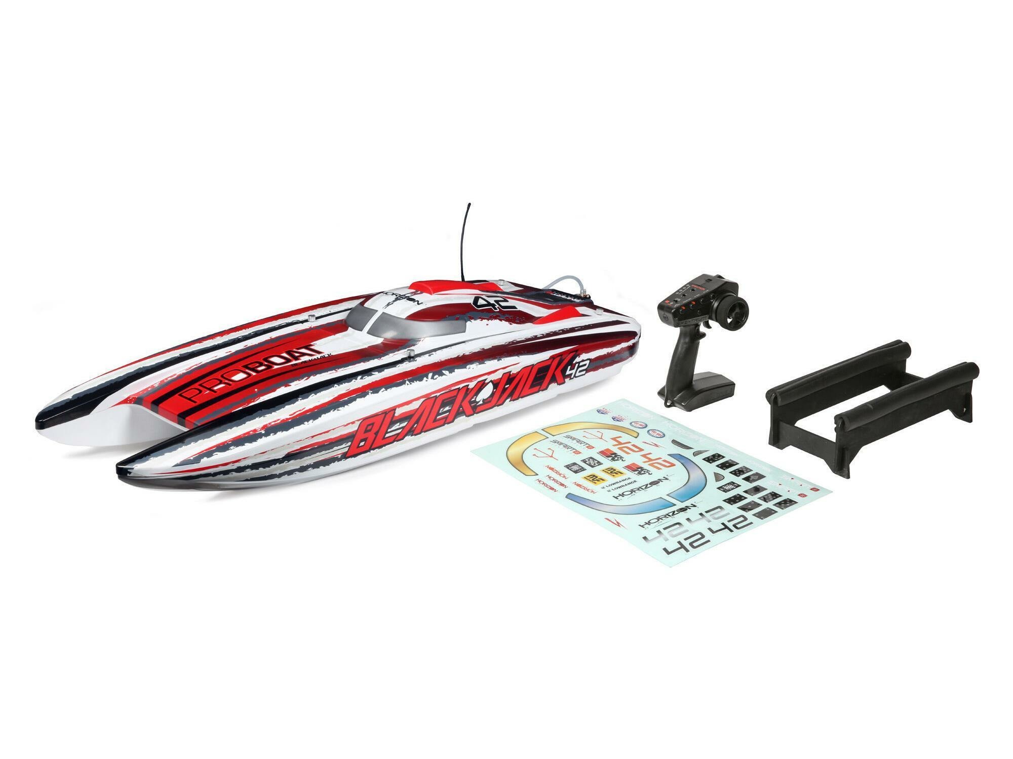 white and red Blackjack 42" 8S Brushless Catamaran RTR - Image 10