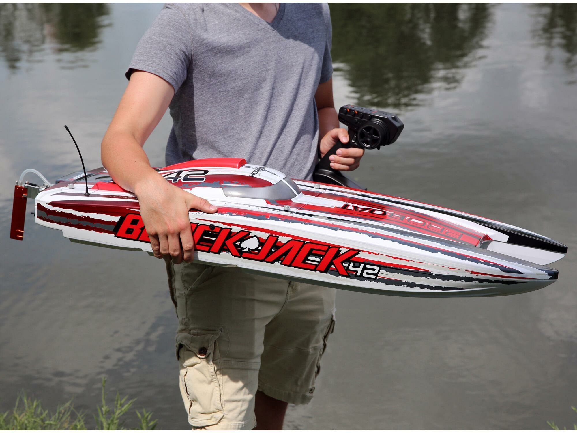 white and red Blackjack 42" 8S Brushless Catamaran RTR - Image 15