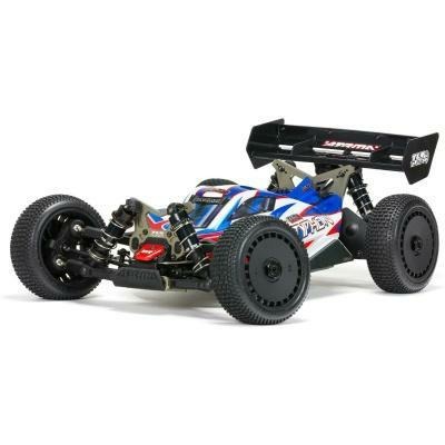 red and blue 1/8 TLR TUNED TYPHON 6S 4X4 BLX Buggy RTR