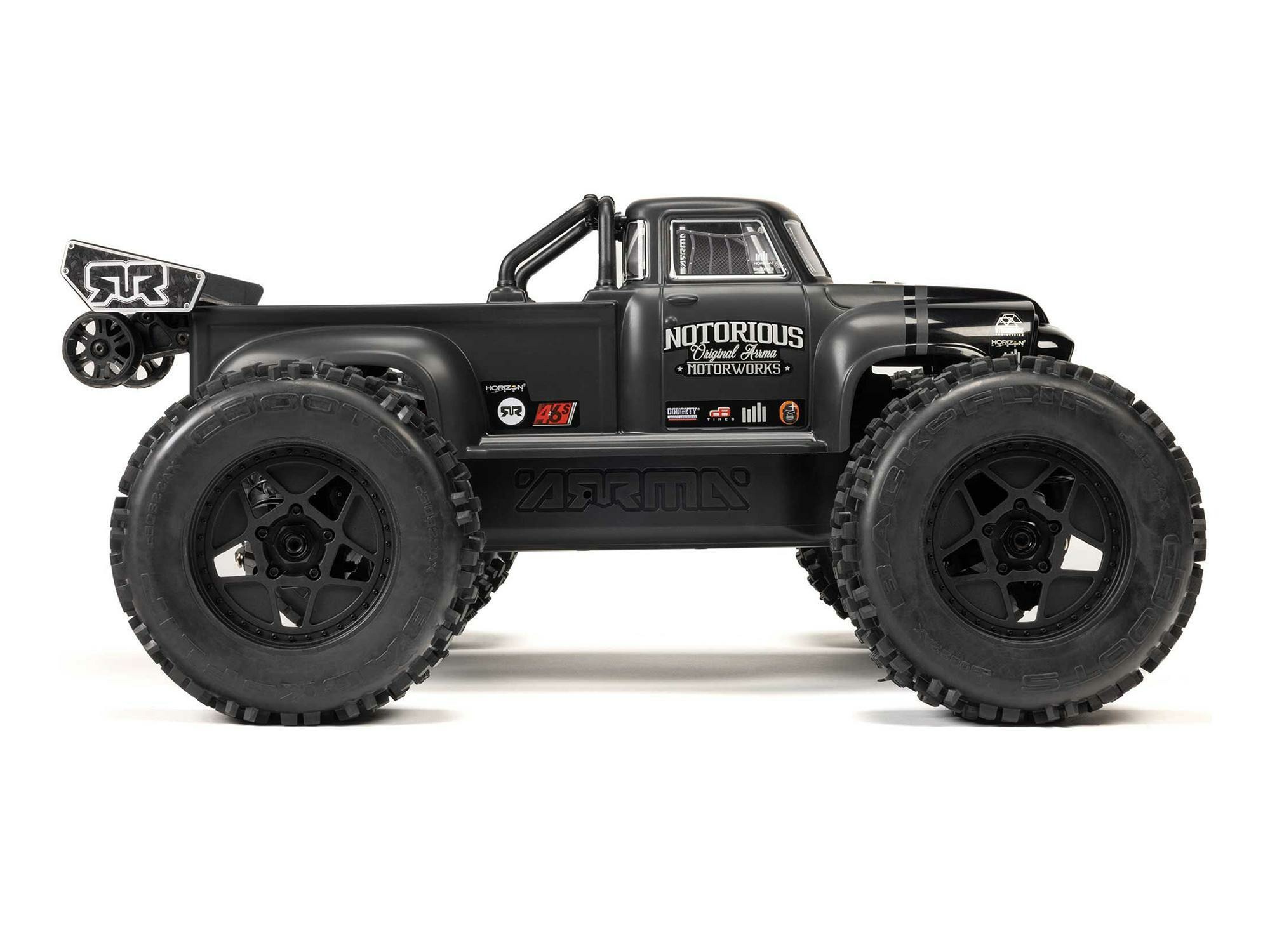 black 1/8 NOTORIOUS 6S V6 4X4 BLX Stunt Truck RTR - Image 4