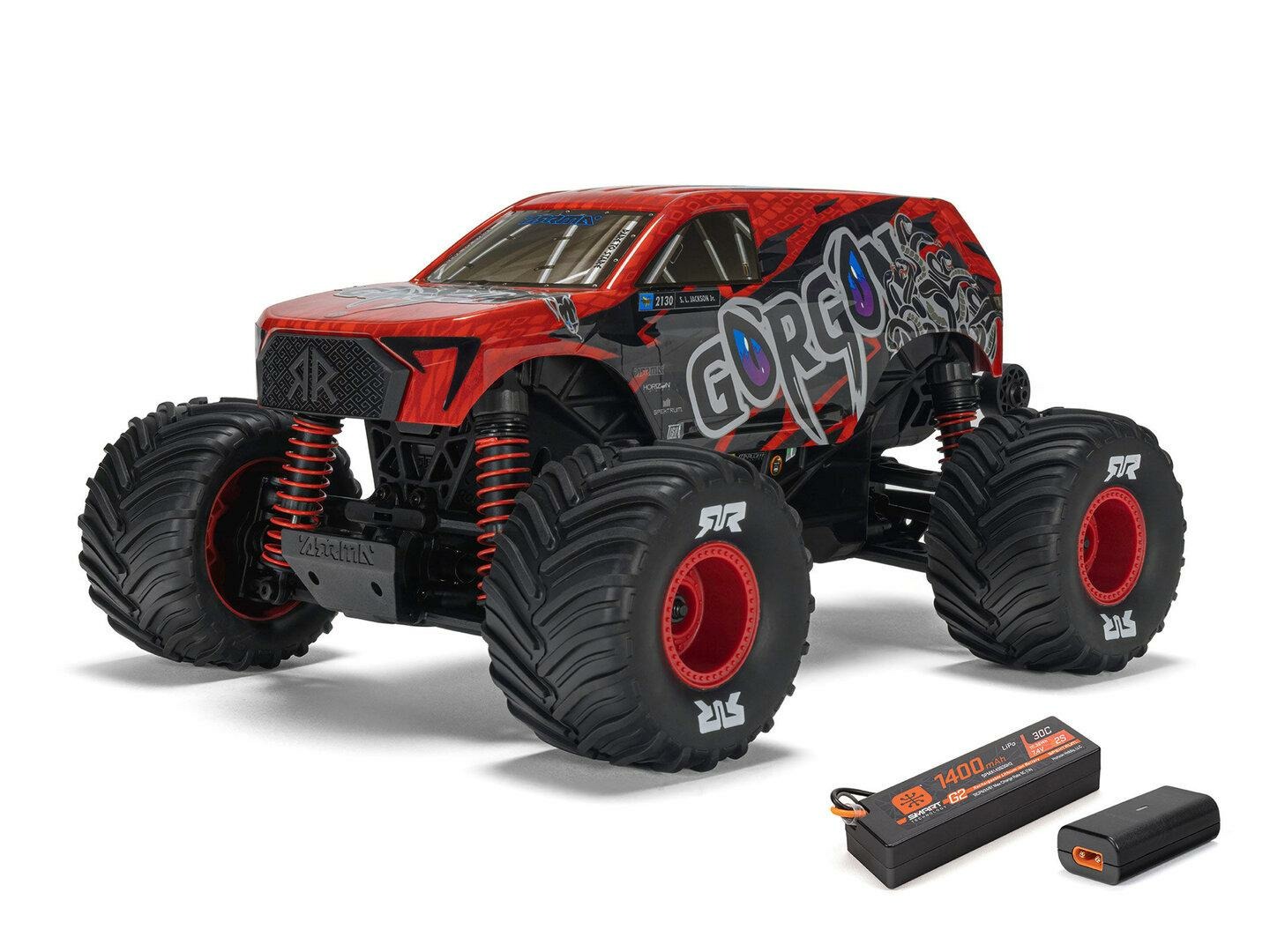 red ARRMA 1/16 GORGON GROM 4X4 brushed RTR Monster Truck