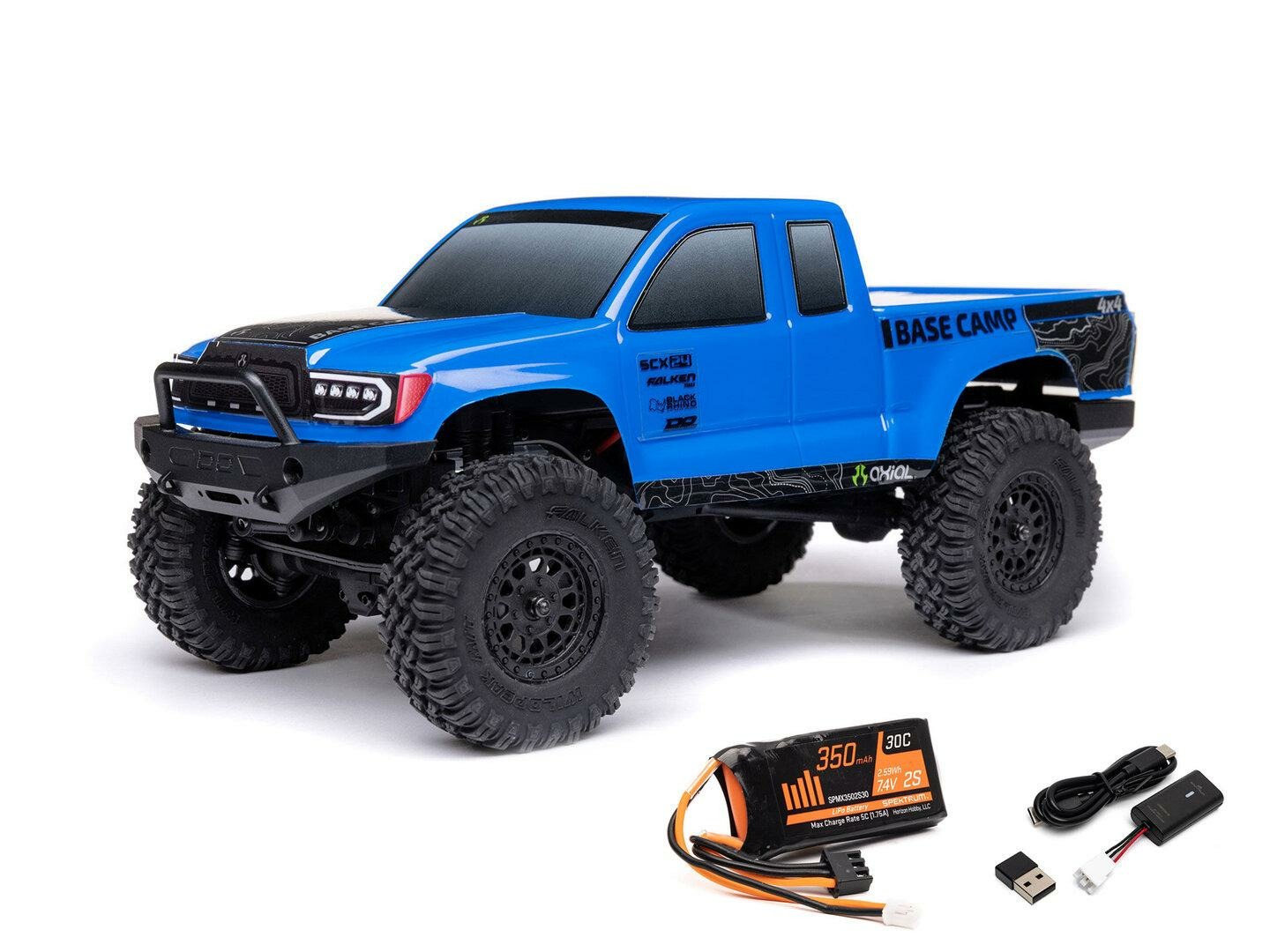 blue 1/24 SCX24 Base Camp 4WD Rock Crawler RTR