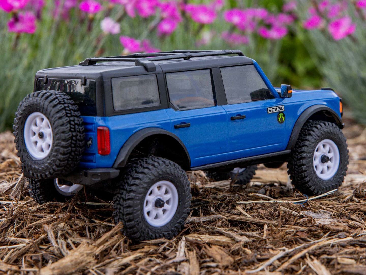 blue 1/30 SCX30 Ford Bronco 4X4 RTR Rock Crawler - Image 25