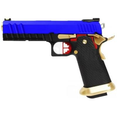 Armorer Works Custom Hi-Capa GBBP (Full Black Slide - Black Frame - Gold Barrel - AW-HX2002 - BLUE)
