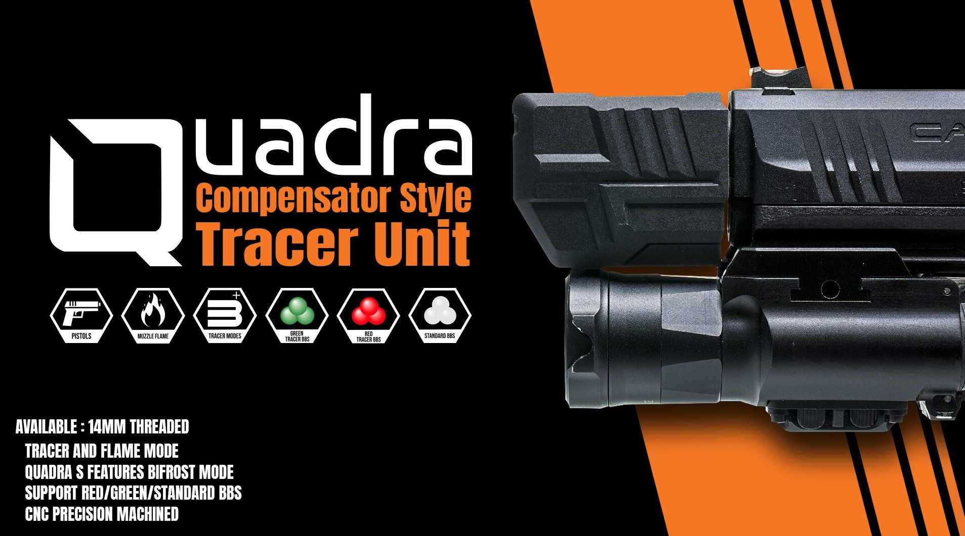 AceTech Quadra S Bifrost Red/Green Pistol Tracer Unit - Black - Image 7