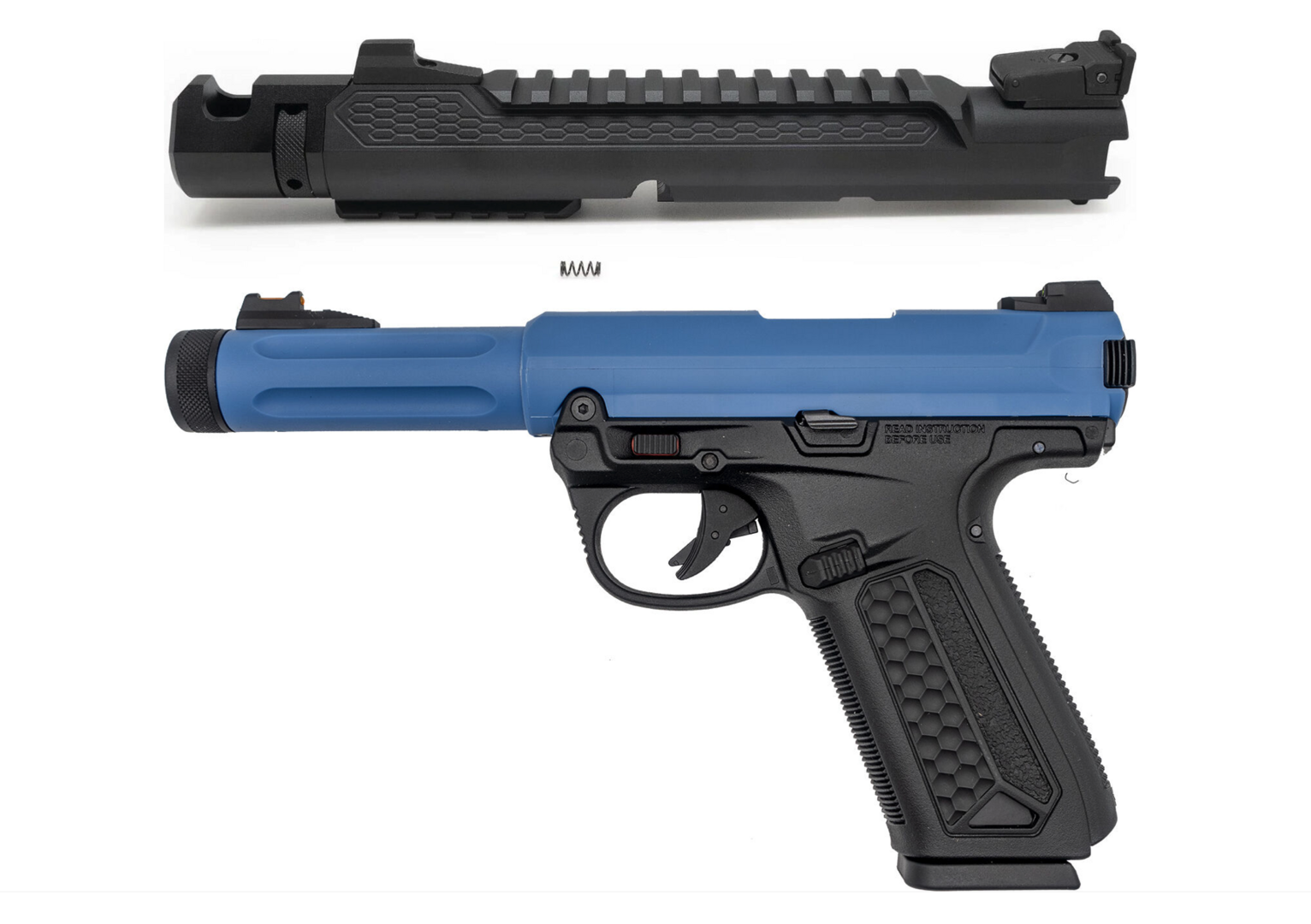 Action Army Two Tone Blue AAP-01 Pistol + Black Mamba CNC Upper Pack