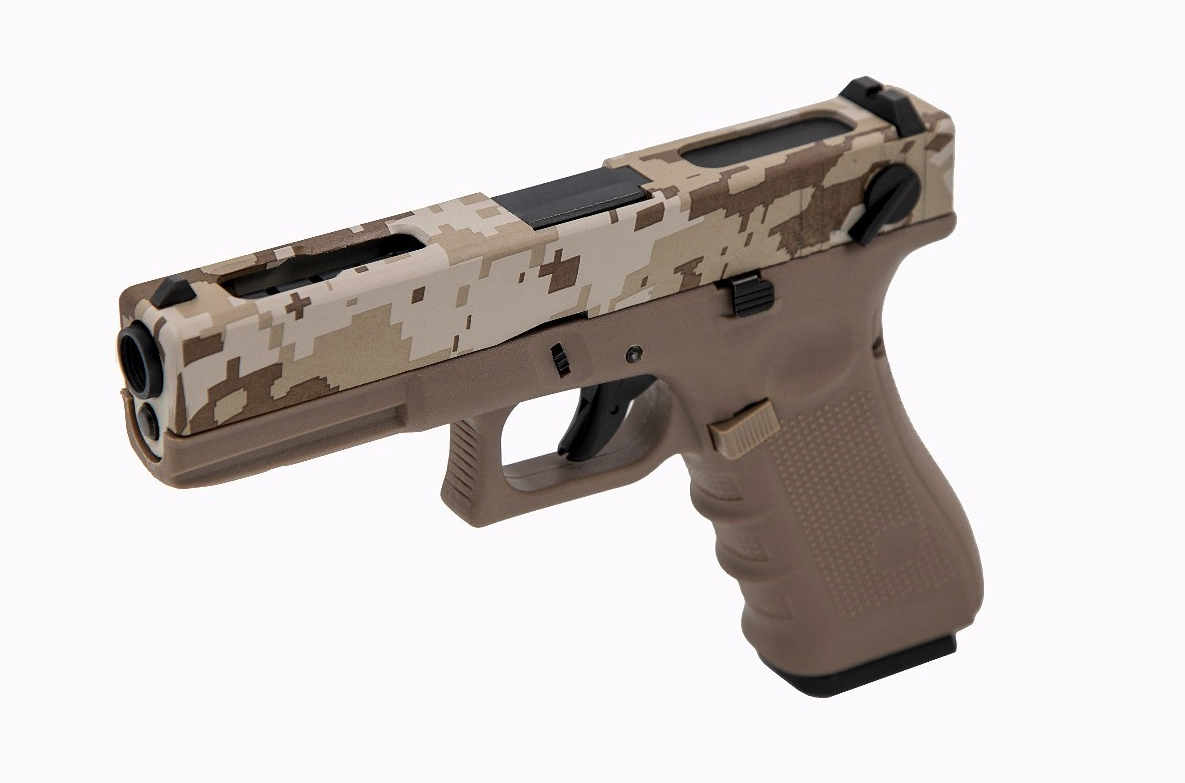 EU8 GBB with single/full-auto selector, lightened CNC slide, 6.03mm/90mm tightbore and 23R double-stack magazine. Product Features: CNC-finished aluminium-alloy slide with top cut-out to reduce reciprocating mass HIPS polymer frame with integrated rail for direct-fit accessories 6.03mm tightbore inner barrel, 90mm length 23R double-stacked gas magazine with large reservoir 12mm male thread on outer barrel for direct-fit devices Slide-mounted rear selector for Single and Full-Auto modes Moulded stipple grip with two interchangeable backstraps Steel, brass and alloy internal mechanisms Polymer feed lips and nozzles for dependable feeding Internal adjustable hop-up accessed within the slide Trigger lock and rail-mounted frame lock Realistic GBB cycling with slide lock-back on empty Supports 48R extended and CO2 magazine variants Includes spare gas nozzle and seal kit Electrostatic exterior finish Tuned to approx 300 FPS on standard fuel at 20°C The EU8 GBB Pistol delivers a fast, responsive and adaptable sidearm experience built around a CNC-finished aluminium-alloy slide engineered with cut-outs to reduce reciprocating mass. This refinement accelerates cycle speed and recovery, making the pistol feel lively and precise whether firing measured single shots or switching to controlled bursts. A slide-mounted rear selector enables seamless transition between Single and Full-Auto modes, giving players genuine flexibility for close engagements, rapid suppression or rapid follow-up shots. Accuracy is supported by a 6.03mm tightbore inner barrel cut to 90mm, providing stable flight and tighter groupings across typical pistol engagement distances. The internal adjustable hop-up, accessed within the slide, allows fine tuning for different BB weights and field conditions. Gas performance benefits from the included 23-round double-stacked magazine, which features a large internal reservoir designed for more shots per fill, quicker gas stabilisation and reduced FPS drop-off during sustained strings of fire. For extended capacity or alternative power setups, 48-round extended magazines and CO2 variants are fully supported without internal modification. A spare gas nozzle and seal kit are supplied for straightforward field servicing. The EU8 is built for modular utility. A 12mm male thread on the outer barrel supports direct-fit tracer units and muzzle devices, while the frame rail provides a stable mounting point for lights and compact lasers positioned close to the bore axis. Its moulded stipple grip includes two interchangeable backstraps to suit different hand sizes and firing styles, enhancing control during both semi-auto precision and full-auto strings. Internal mechanisms use steel, brass and aluminium-alloy components for consistent wear resistance, while polymer feed lips and nozzles ensure reliable feeding and easy replacement when needed. Safety features include a trigger lock and a hard frame-mounted lock that fully disengages the trigger when engaged. The electrostatic finish offers a durable, uniform surface able to withstand repeated handling and holstering. Tuned to deliver approximately 300 FPS on standard fuel at 20°C, the EU8 combines fast slide dynamics, selectable fire capability and dependable magazine architecture to provide a compact, aggressive and adaptable sidearm suited to both competitive and organised team roles. Range Overview: RAVEN GBB Pistols deliver full-metal realism and skirmish-ready performance for players who demand service-grade replicas. CNC-finished metal slides and frames reproduce authentic weight, balance and recoil feel while clean, military-led styling keeps ergonomics true to real-world duty pistols. Tuneable 6.03mm tightbore barrels and in-slide hop units provide predictable grouping and fast on-field adjustment so shooters spend time engaging targets, not tweaking components. Every pistol ships with service spares and CO₂ conversion parts to ensure reliable all-season operation and simplified maintenance between games. The range is built for durability, repeatable performance and practical modularity — optics-ready options, frame rails and threaded barrels are available across the family — delivering a coherent toolkit for players focused on realism, longevity and field serviceability. Full-metal CNC slides and frames for authentic weight, balance and recoil impulse 6.03mm tightbore barrels with in-slide adjustable hop units for predictable trajectories Seal kits, spare gas nozzles and CO₂ conversion parts supplied for immediate field servicing Optics-ready and frame-rail options across the lineup for practical loadouts Polymer feed lips and nozzles with steel, brass and aluminium internals for serviceable longevity Clean, military-first design language prioritising realism over ornamental styling