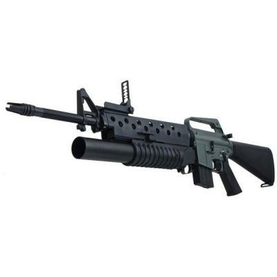 E&C Grey XM16E1 with M203 Launcher Airsoft Rifle AEG with v2.0 Gearbox.