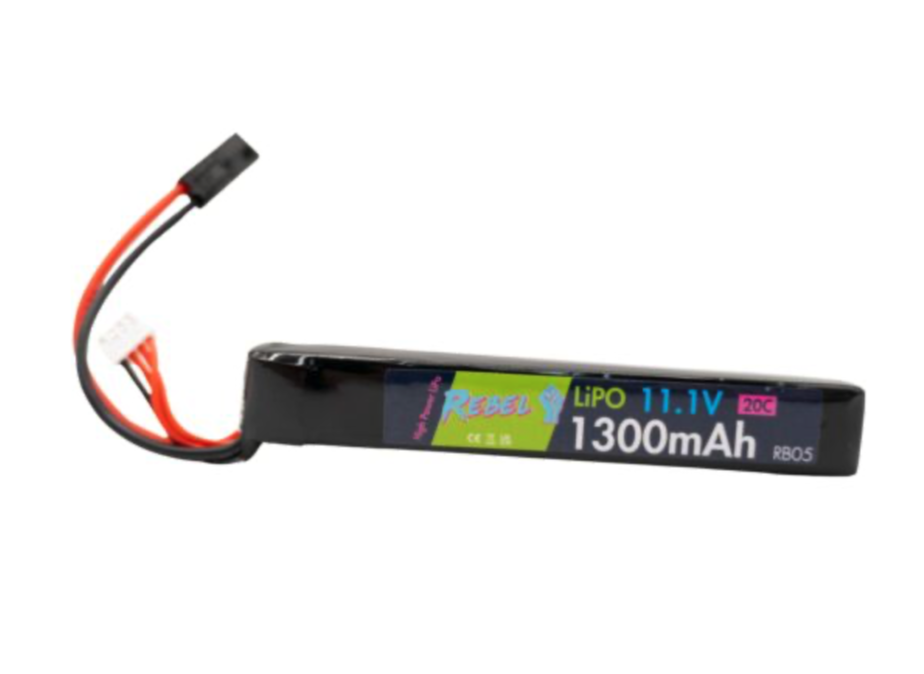 Rebel Battery - 1300mAh Lipo 11.1V 20C Stick - Mini Tamiya